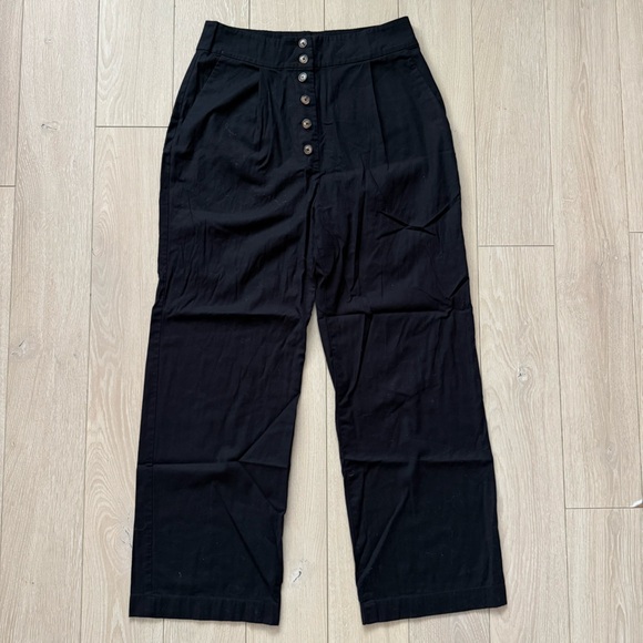 Reformation Organic Cotton High Waisted Wide Leg Pants in Black Women’s Size 8P - Picture 2 of 12